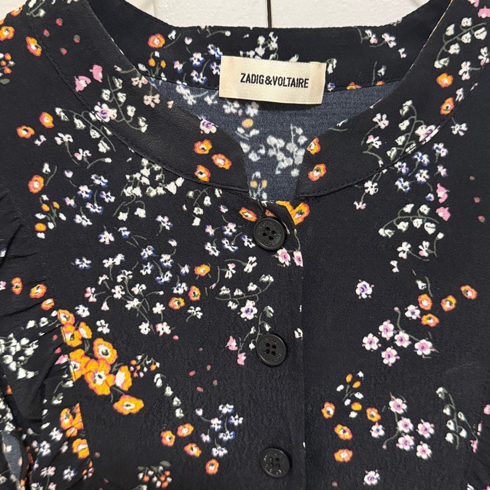 Zadig & Voltaire Taos Spark Floral Print Long Sleeve Mini Dress. Size XS. - Picture 2 of 9